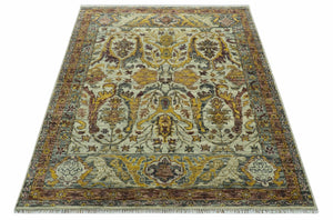 Custom Made Transitional Silver, Gold and Gray Hand Knotted Wool Rug