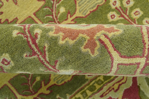 Custom Made Tree of life Green And Red Traditional Design Hand Tufted Wool Rug