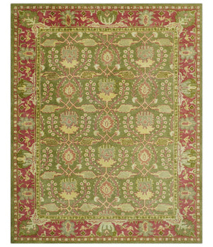 Custom Made Tree of life Green And Red Traditional Design Hand Tufted Wool Rug