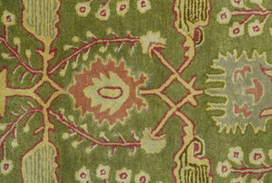 Custom Made Tree of life Green And Red Traditional Design Hand Tufted Wool Rug