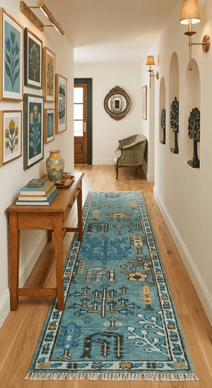 Custom Made Tree of Life Green Hand Knotted Runner Wool Rug