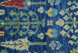 Custom Made Tree of Life Hand Knotted Blue And Beige Traditional Wool area Rug