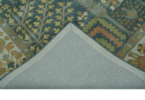 Custom Made Tree of life Traditional Teal, Silver, Green and Dark Peach wool Rug
