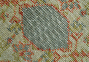 Custom Made Turkish Design Beige and Blue Hand Knotted Wool Rug