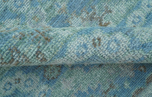 Custom Made Turkish Design Blue And Gray Hand Knotted Afghan Wool Area Rug