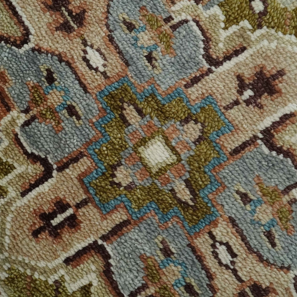 Custom Made Vintage Style Olive, Rust and Ivory Hand knotted Traditional wool Area Rug