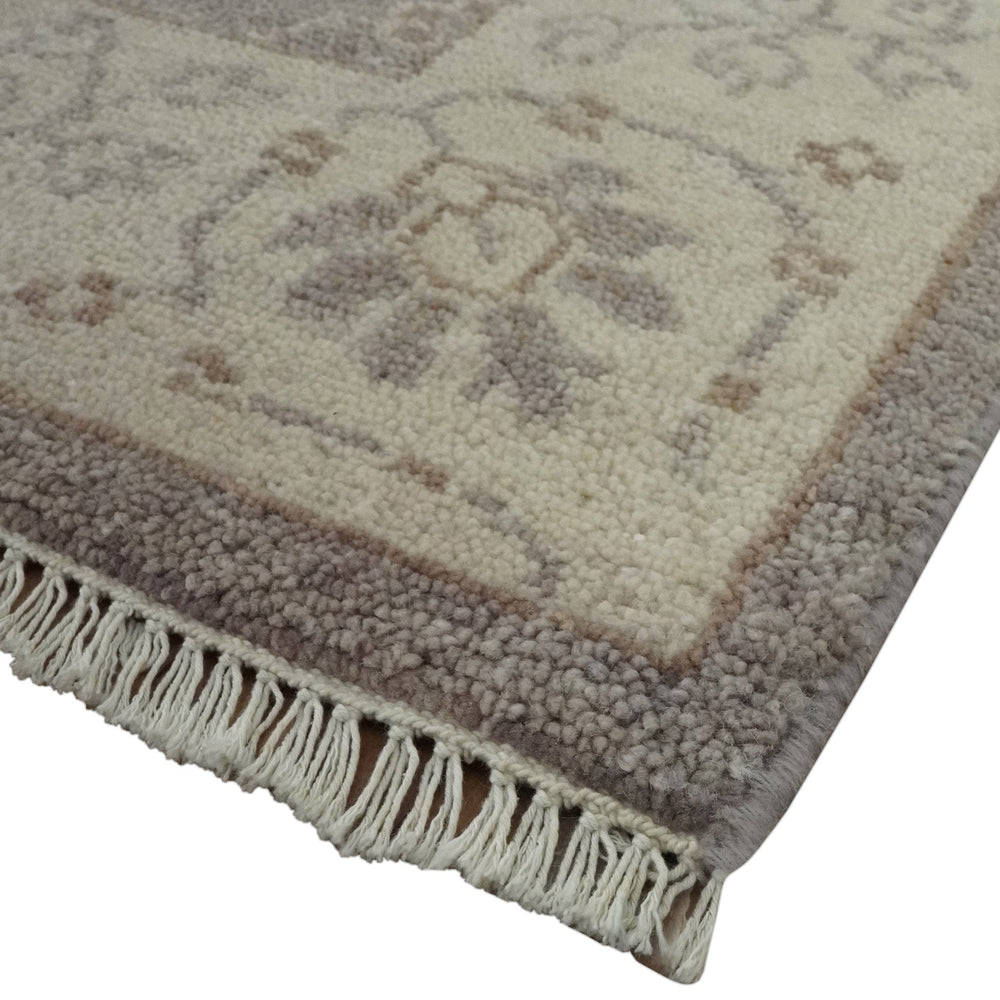 Custom Made Vintage Style Tree of life Brown And Beige Hand Knotted Wool Rug
