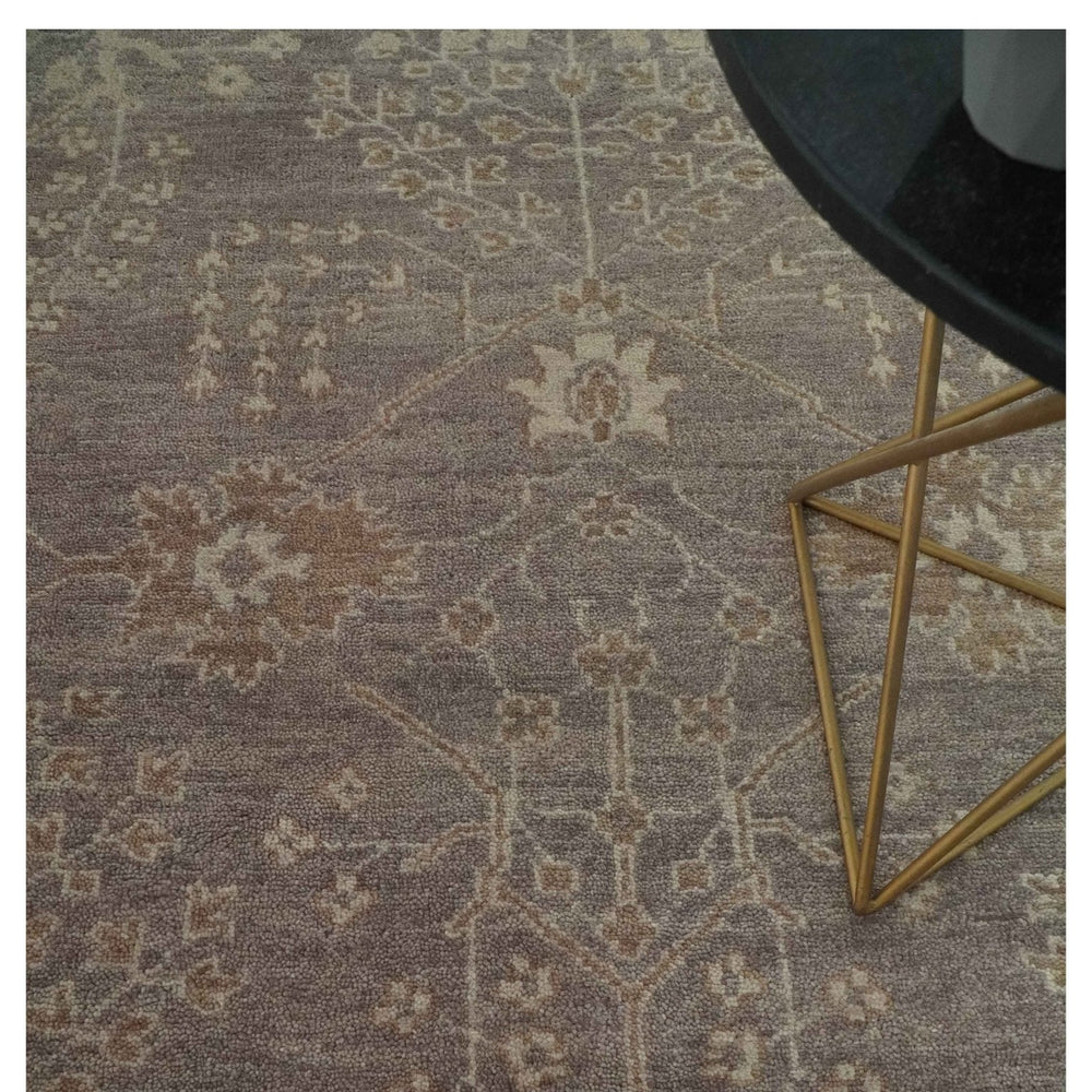 Custom Made Vintage Style Tree of life Brown And Beige Hand Knotted Wool Rug