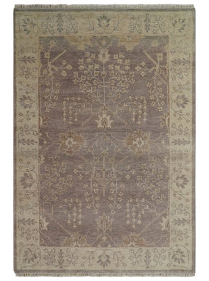 Custom Made Vintage Style Tree of life Brown And Beige Hand Knotted Wool Rug