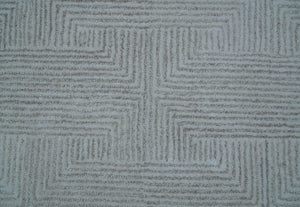 Custom Made White Beige Modern Style Hand Tufted Wool Area Rug