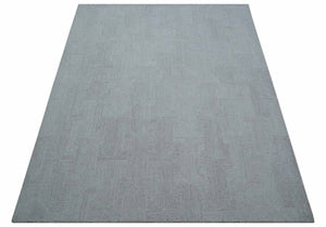 Custom Made White Beige Modern Style Hand Tufted Wool Area Rug