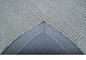 Custom Made White Beige Modern Style Hand Tufted Wool Area Rug