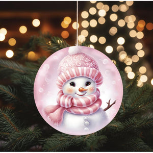 Cute Pink Snowman With Hat Sign - Wreath Enhancement