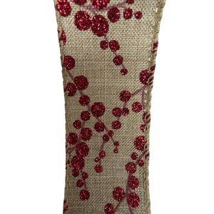 Burlap Berries Ribbon 1.5 inch - By the Yard