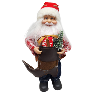 Farmer Santa Figurine Ornament - 9 inches