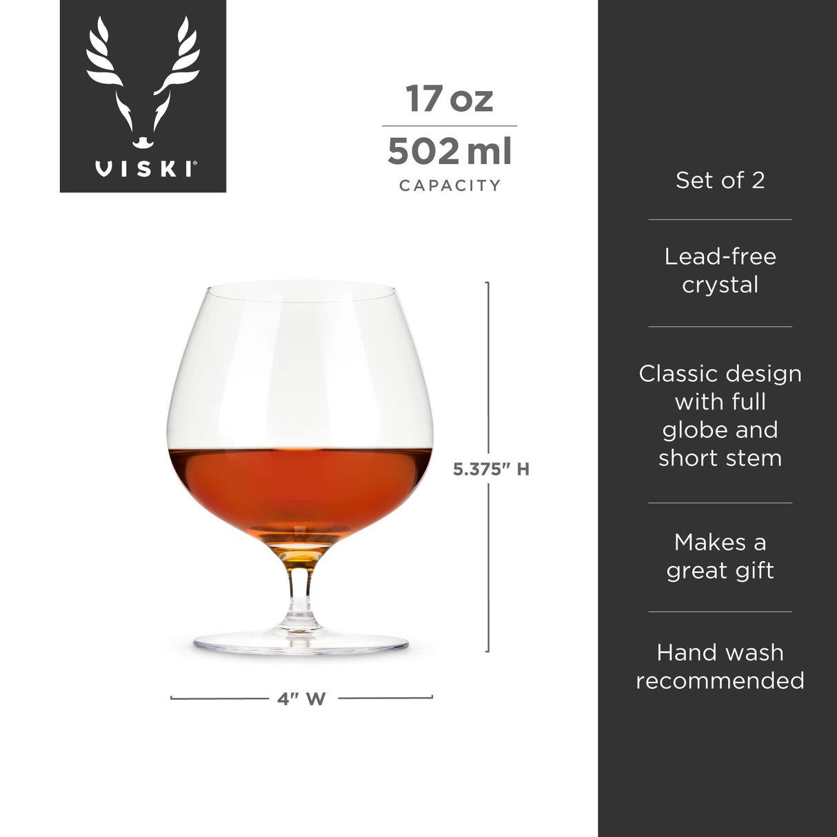 Raye crystal wingback brandy glasses viski®