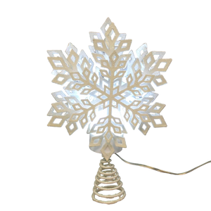 LED White Snowflake Tree Topper with timer