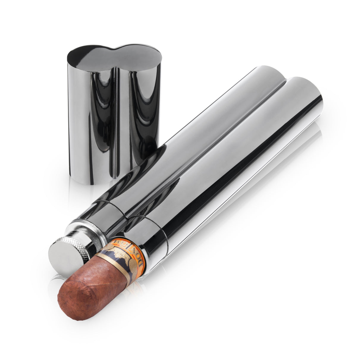 Warren: gunmetal cigar holder and flask (viski)