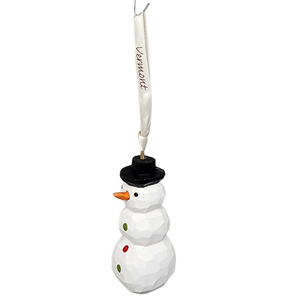 Handcarved Wood Ornament - Snowman