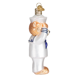 Old World Christmas Navy Bear Glass Blown Ornament