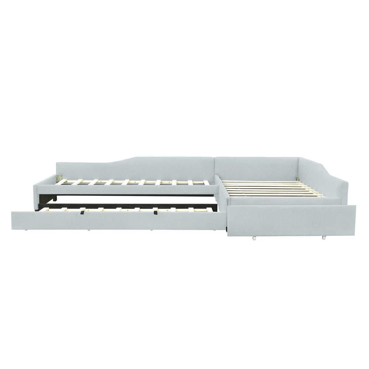 Upholstered Double Daybed With Trundle And Drawer