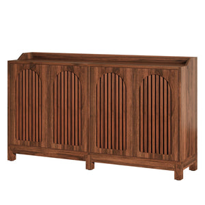 Sideboard Buffet Cabinet With 4 Doors & Shelves - Brown Credenza Table for Dining Room