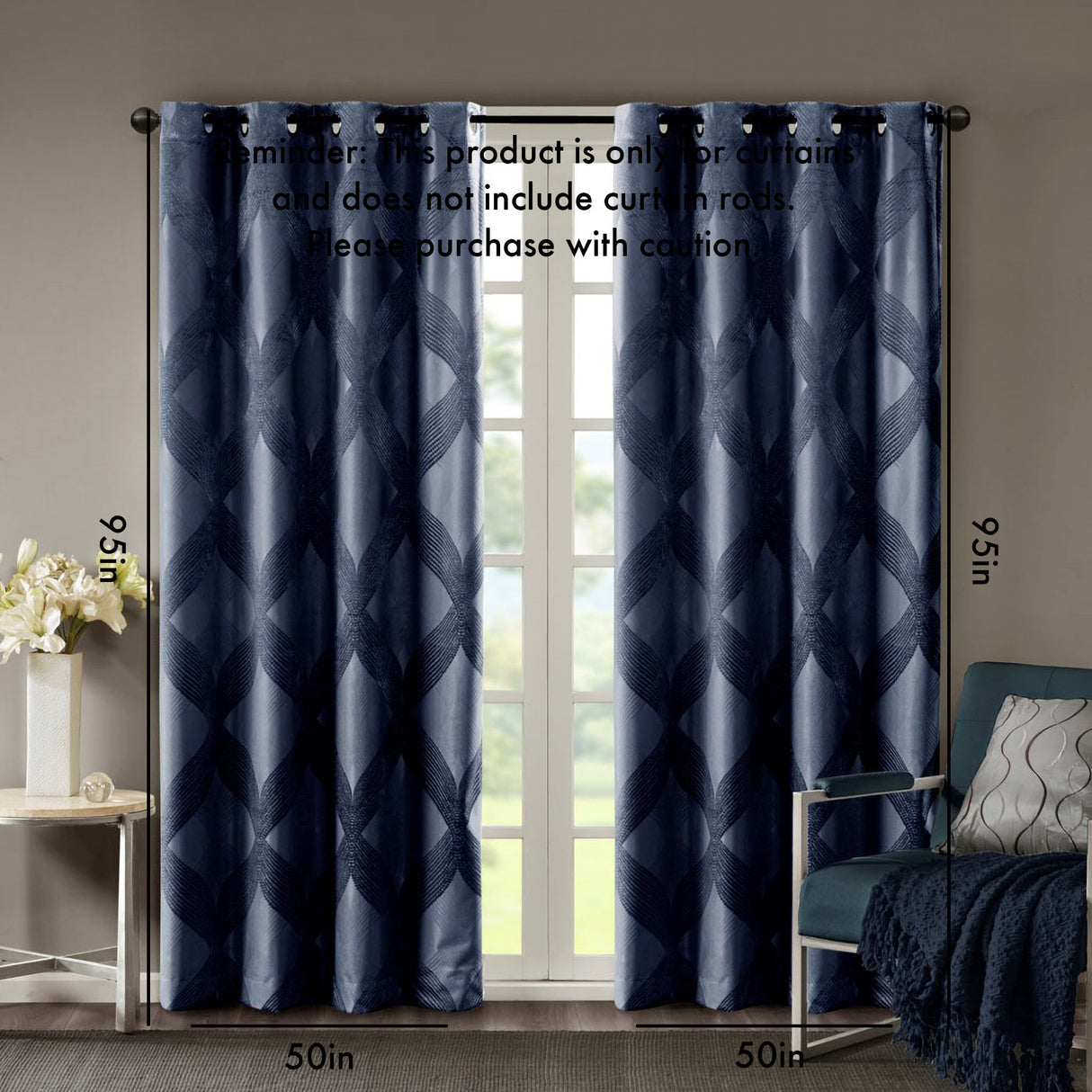 Ogee knitted jacquard total blackout curtain panel (only 1 pc panel)