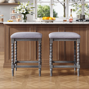 26" Counter Stools - Set of 2 with Upholstered Seat