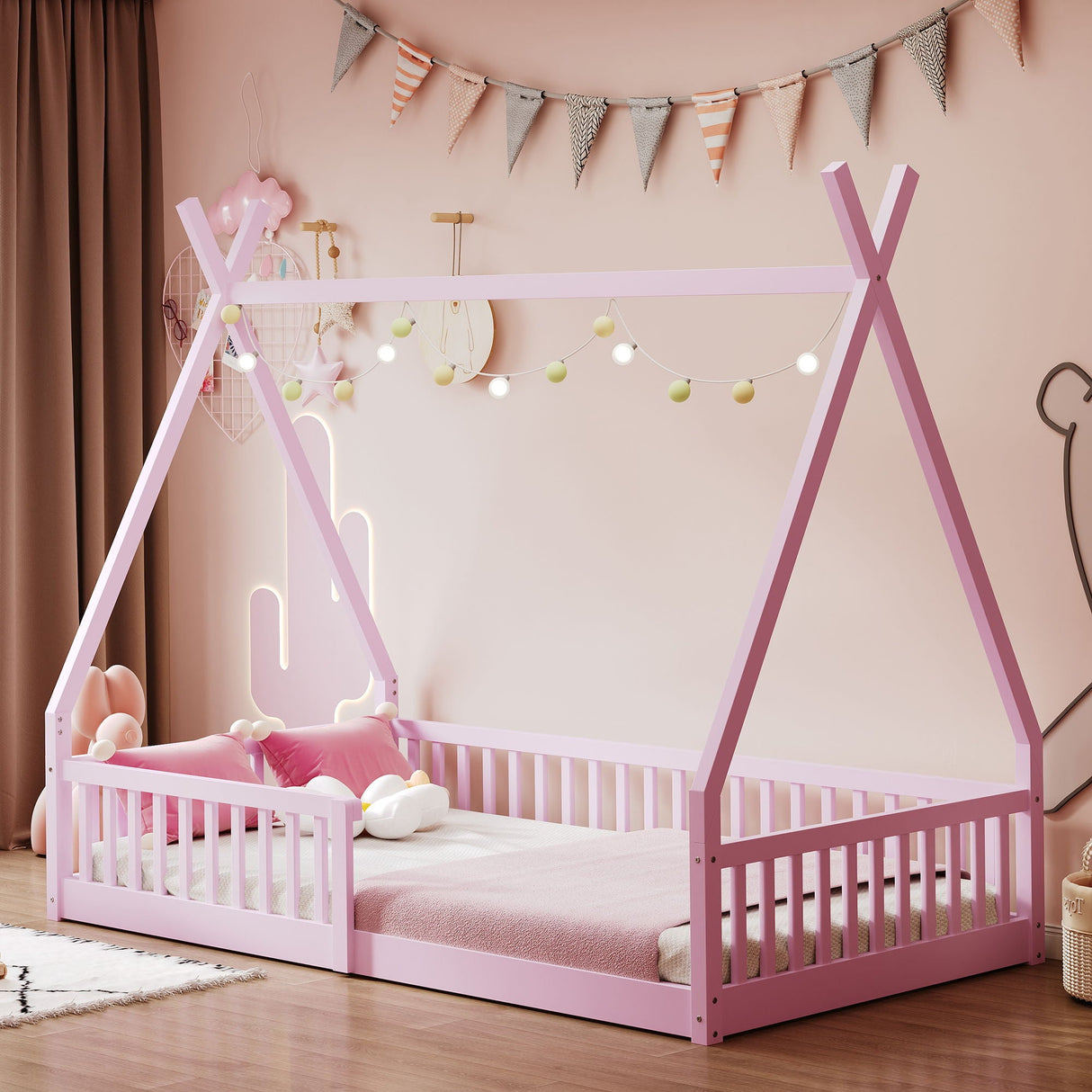 House Shaped Design Bed With Fence