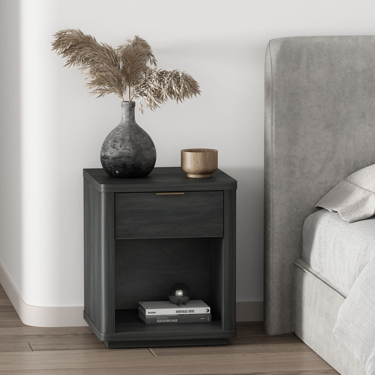 Evelyn - Nightstand With 1 Drawer And Open Shelf