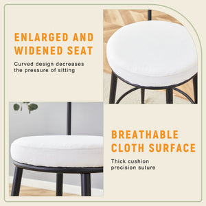 Fashionable Ergonomic High Legged Bar Chairs with White Fabric Cushions - Set of 2