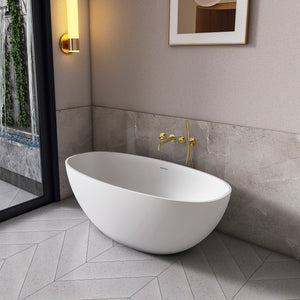 61 Inch Small Size Artificial Stone Solid Surface Freestanding Bathroom Bathtub