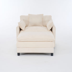 Accent Chair With Ottoman - Beige