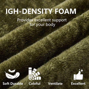 71-Inch Folding Sofa Bed in Green Plush Faux Fur