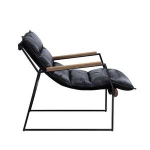 Luberzo - Accent Chair - Distress Espresso Top Grain Leather & Matt Iron