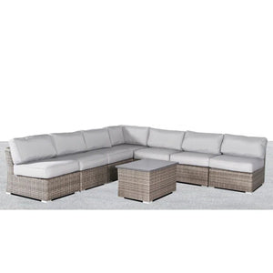 Wicker Sectional Sofa With Cushions And Table