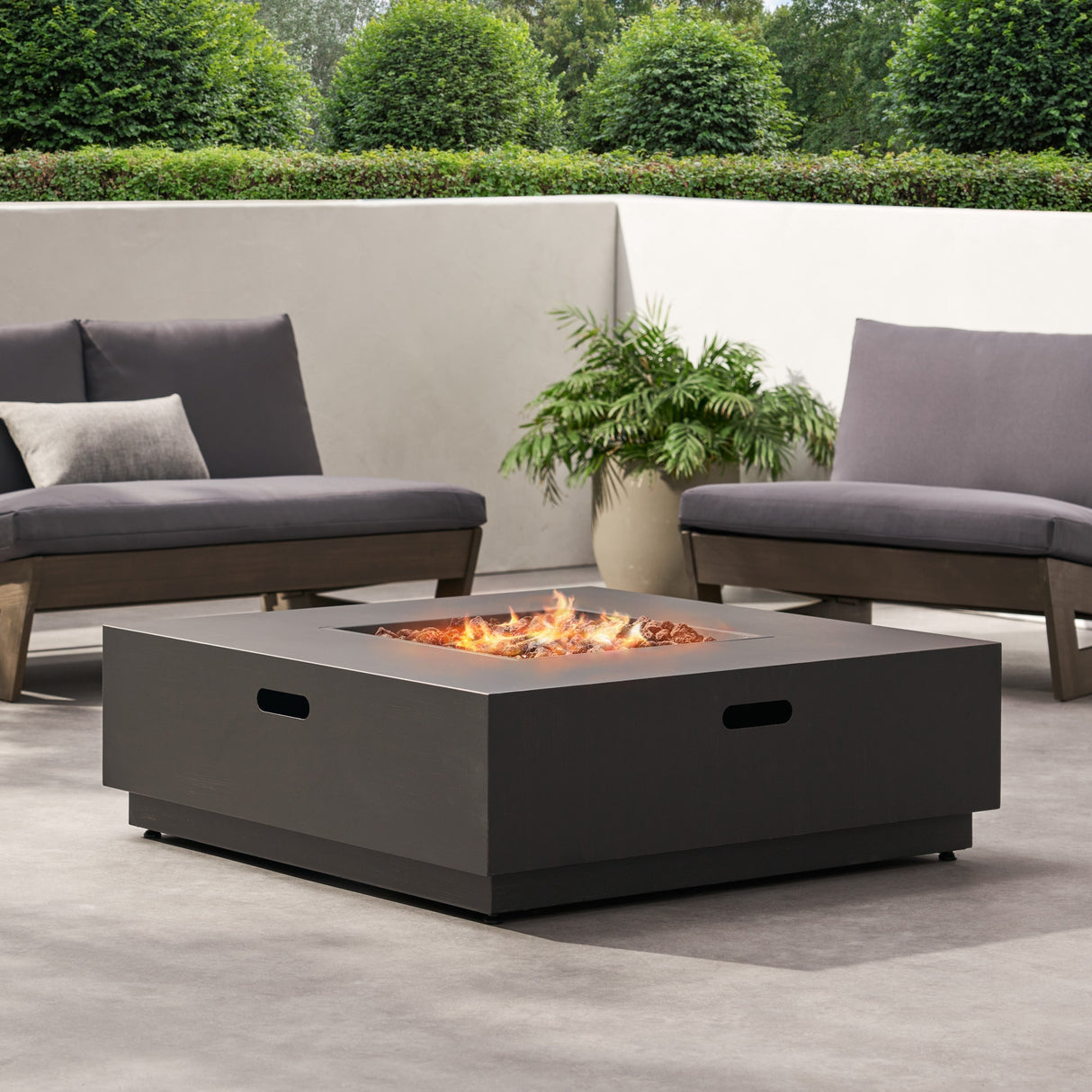 Wellington Stylish 40" Square Fire Pit in Brown and Gold Iron