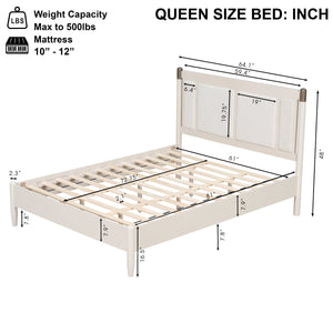 Solid Wood Queen Bed - Heavy Duty Support