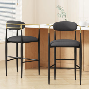 Upholstered Bar Stools With Backs for Kitchen Island (Set of 2)