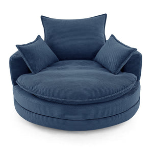 360° Swivel Accent Barrel Chair With Dual Layer Cushion And 3 Removable Pillows