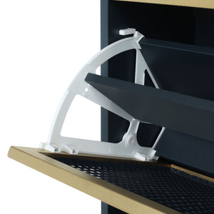 Modern Rattan 3 Door Shoe Rack Cabinet for Entryway