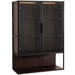 Modern Minimalist 51.2'' Tall Lighted Display Cabinet with Tempered Glass