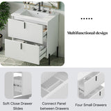 White Fluted Bathroom Vanity with Ceramic Sink and Soft Close Drawers