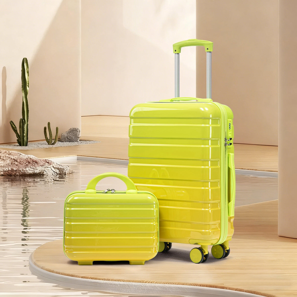 14'/20' 2-Piece PC Spinner Wheel Luggage Set with Gradient Color and Lock