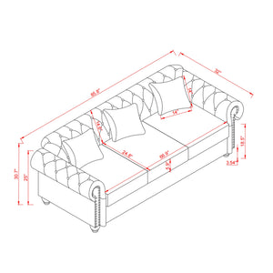 85.8' Living Room Chesterfield Sofa Classic Tufted Design Faux Leather PU Upholstered Sofa with Storage (Black)