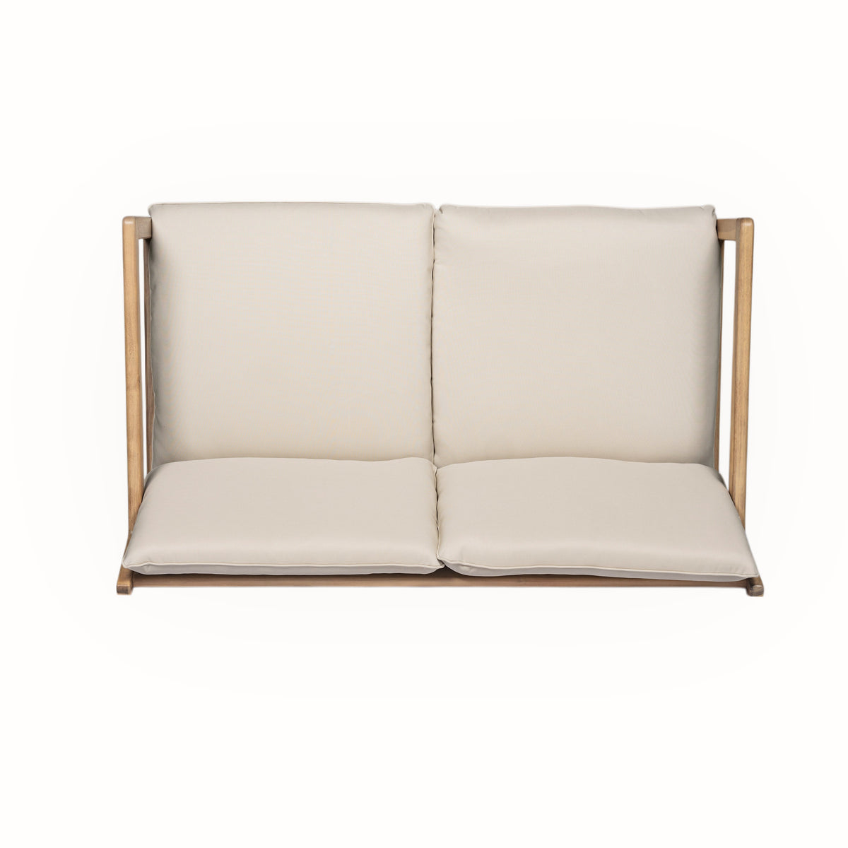 Outdoor Acacia Wood Loveseat with Coffee Table, Light Teak Frame