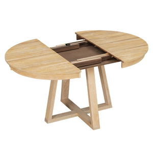 Dining Set With Leaf Round Table And 4 Upholstered Chairs