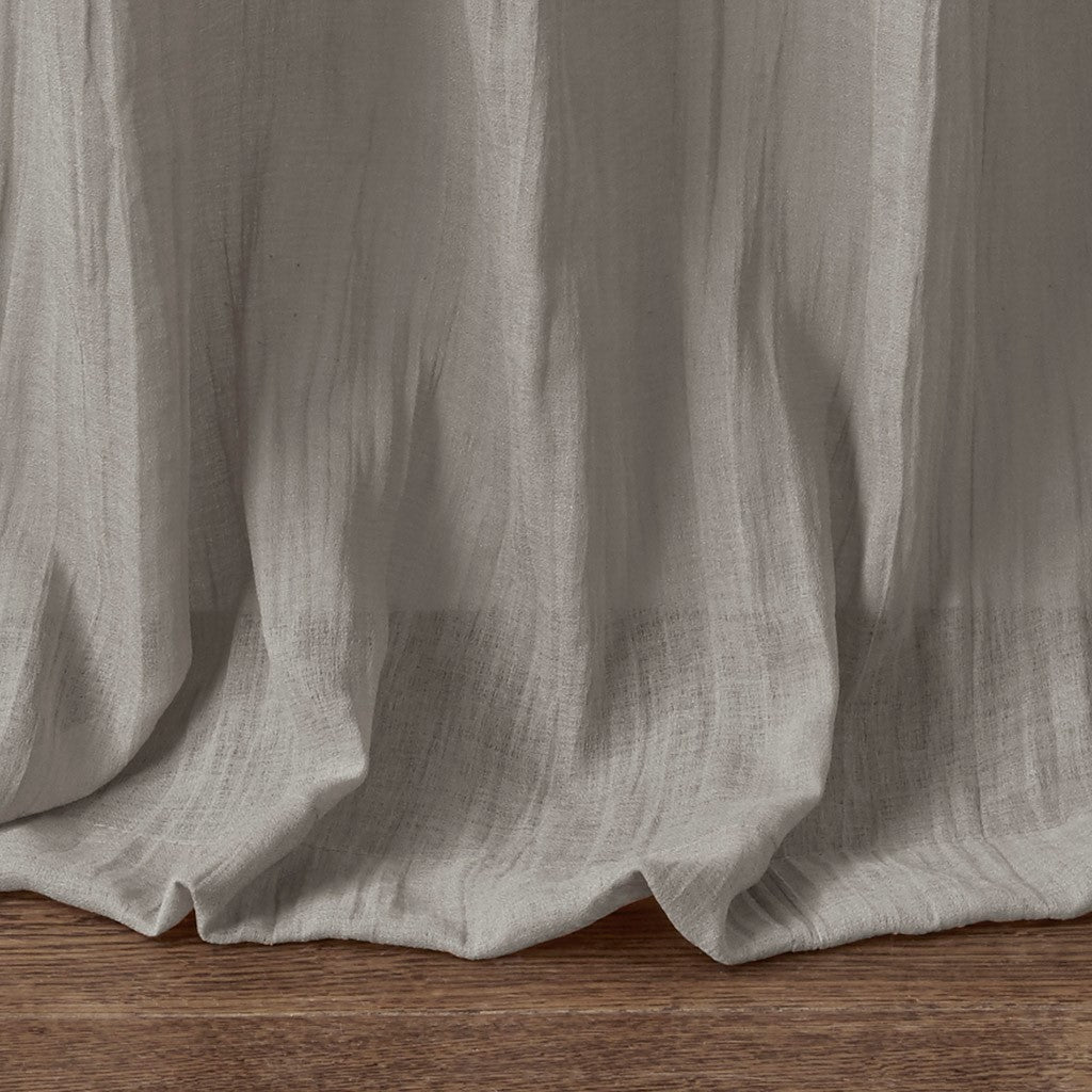 Solid Crushed Curtain Panel Pair with Sheer Texture - Grey
