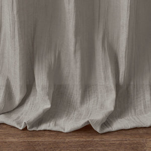 Solid Crushed Curtain Panel Pair with Sheer Texture - Grey