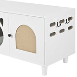 Furniture Style Cat Cabinet Cream White Cat Litter Box